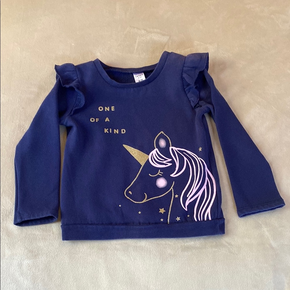 Carter's Navy Blue Unicorn Long Sleeve Top